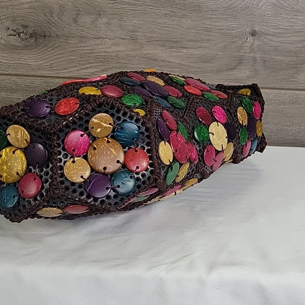 Boho Beaded/Crochet Colorful Patchwork Handbag - Picture 5 of 10